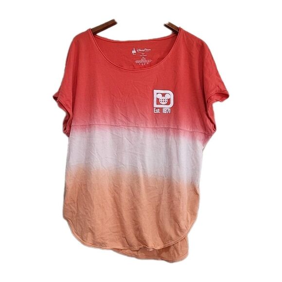 Disney Tops - Disney Peach & White Ombre Short Sleeve Spirit Jersey Sweatshirt MEDIUM Women’s